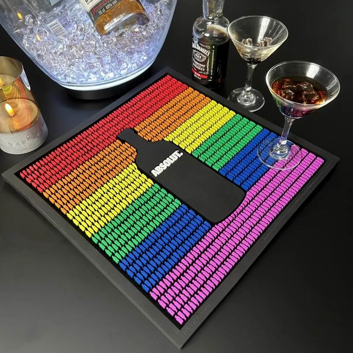 Absolut Vodka Whiskey Wine Bar Service Mat PVC Pub Mats For Cocktail and Coffee Custom Rubber Bar Mats