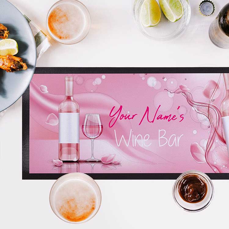 Advertising Desk Bar Top Counter Mats Custom Printed Polyester Pub Gin Beer Mats Neoprene Wine Rubber Bar Runner Mats