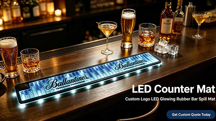 Custom Logo LED Counter Mat | Waterproof Wholesale Sports Bar & Karaoke Bar