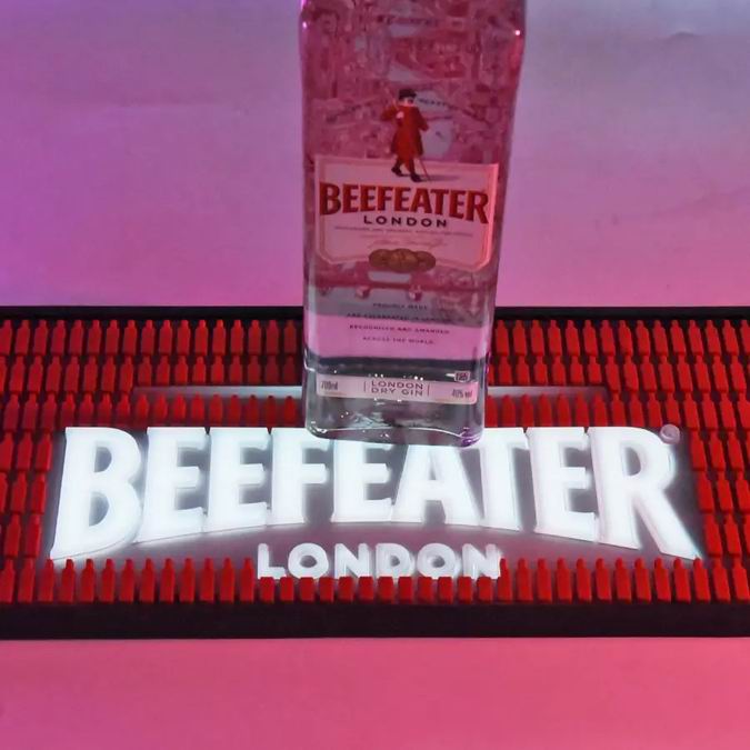 Beefeater Gin Wine POS Promotion PVC Beer Mat Cocktail Rubber Spill Mats Glow In Dark Personalised Bar Runner LED Bar Mats