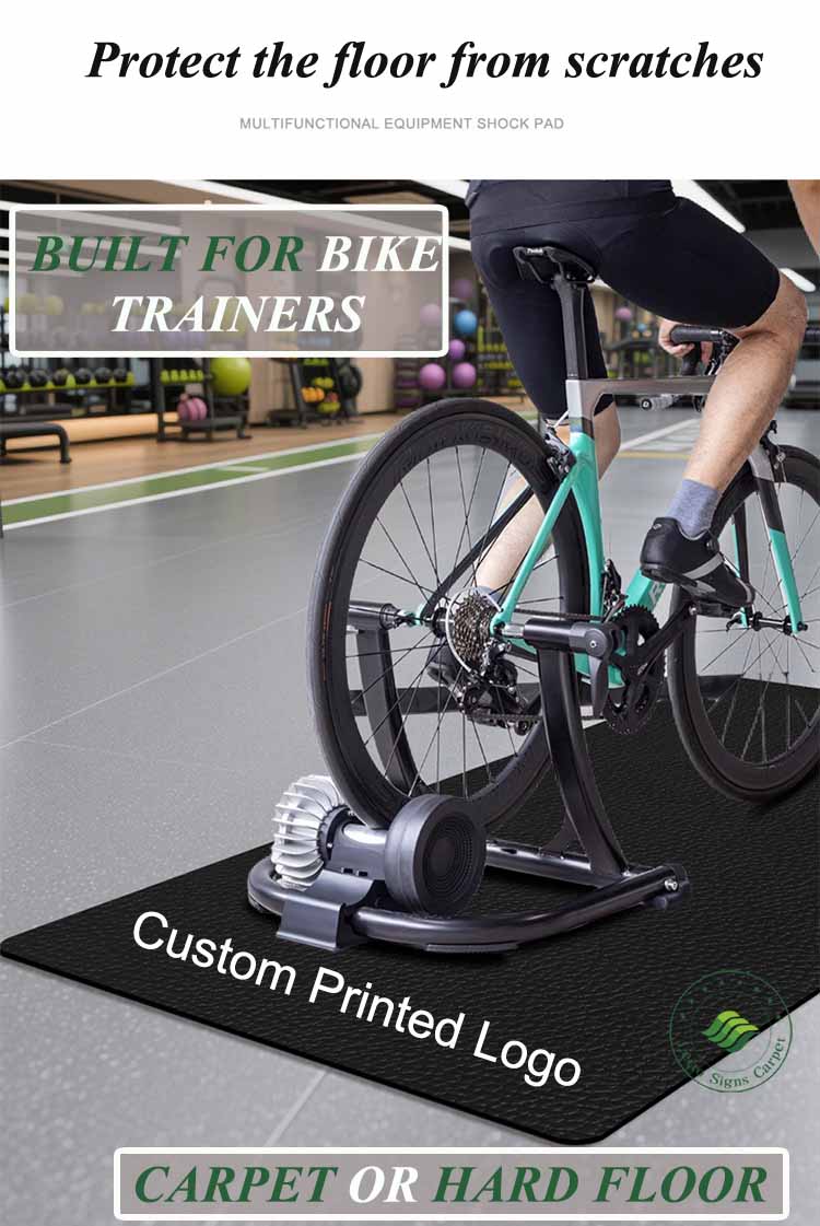 Bicycle Accessories Indoor Custom Printed Bike Fitness Rubber Floor Mat Non-slip Bike Trainer Mat For Cycletrainers