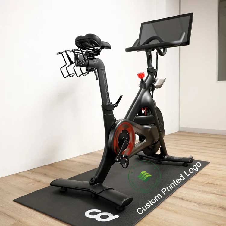 Bike Accessories Custom Printed Indoor Sound-deadening Cycle Trainer Mat Exercise Bike Turbo Trainer Mat With Logo
