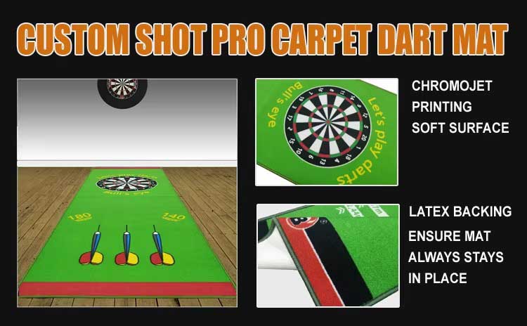 China Factory Custom Heavy Duty Darts Oche Mat Dart Accessories Anti-slip Printed Logo Rubber Dart Mat With Throw Line