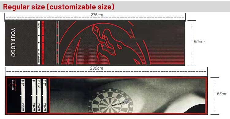 China Factory Custom Heavy Duty Darts Oche Mat Dart Accessories Anti-slip Printed Logo Rubber Dart Mat With Throw Line