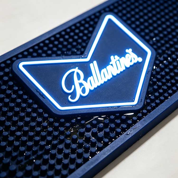 Custom Luminous Bar Mat Ballantine’s Glowing Logo Waterproof Spill Proof Close-Up