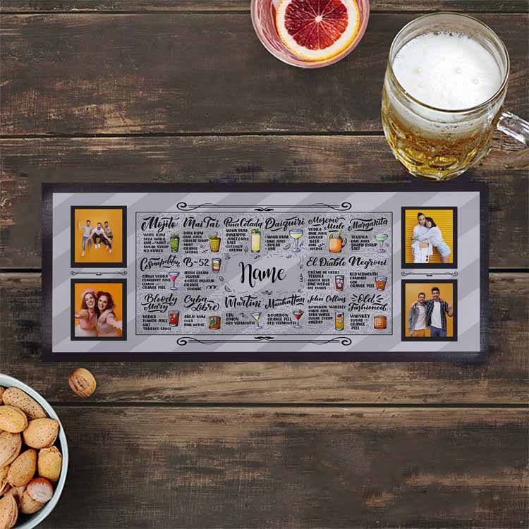 Custom Dye Sublimation Wine Bar Runners Bottle Cocktail Gin Beer Mats Commercial Bar Counter Rubber Shaker Mat