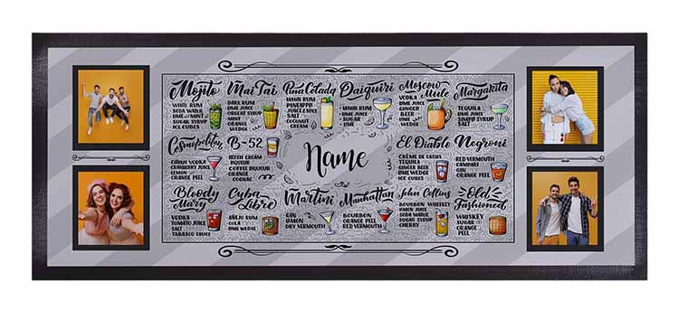 Custom Dye Sublimation Wine Bar Runners Bottle Cocktail Gin Beer Mats Commercial Bar Counter Rubber Shaker Mat