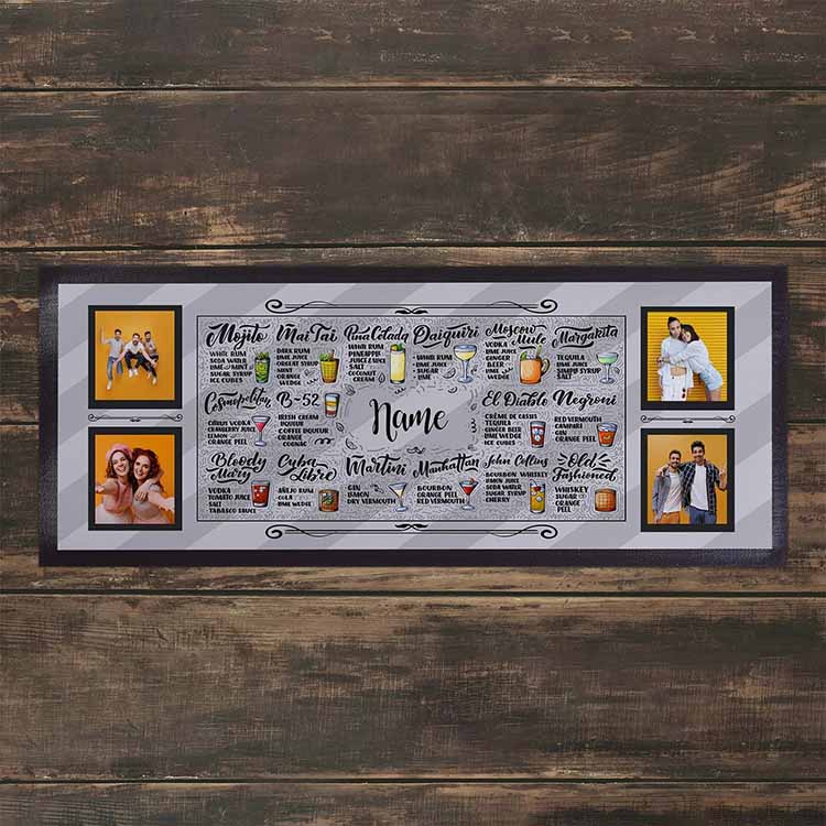 Custom Dye Sublimation Wine Bar Runners Bottle Cocktail Gin Beer Mats Commercial Bar Counter Rubber Shaker Mat