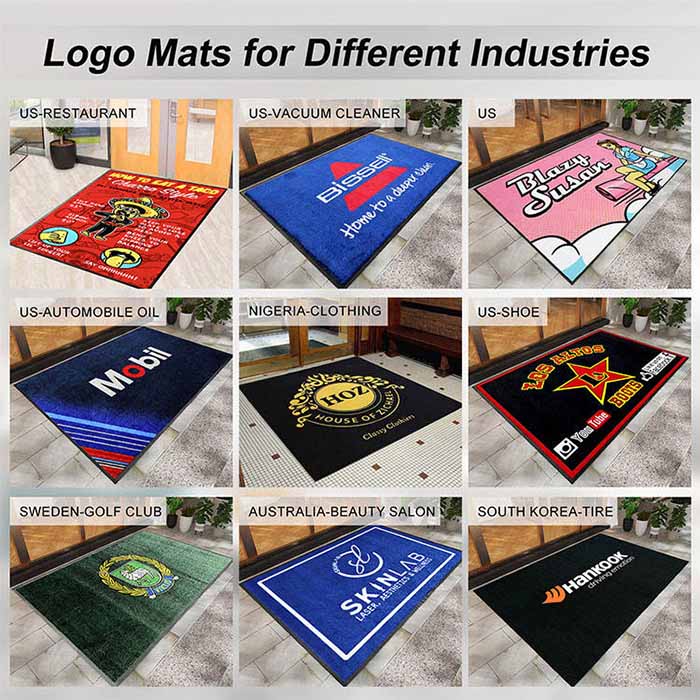 Custom Heavy Duty Commercial Entryway Mats Printed Logo Carpet Rug Premium Outdoor Rubber Door Floor Mat