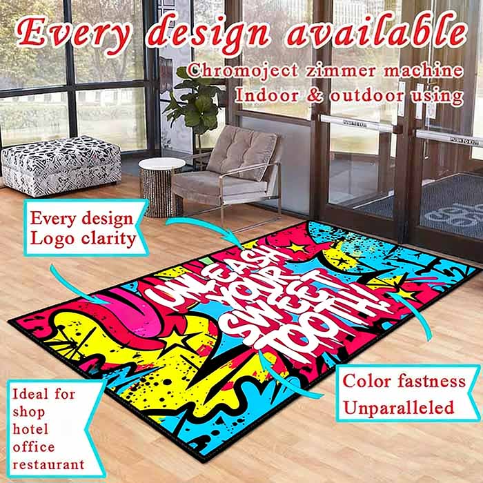 Custom Heavy Duty Commercial Entryway Mats Printed Logo Carpet Rug Premium Outdoor Rubber Door Floor Mat