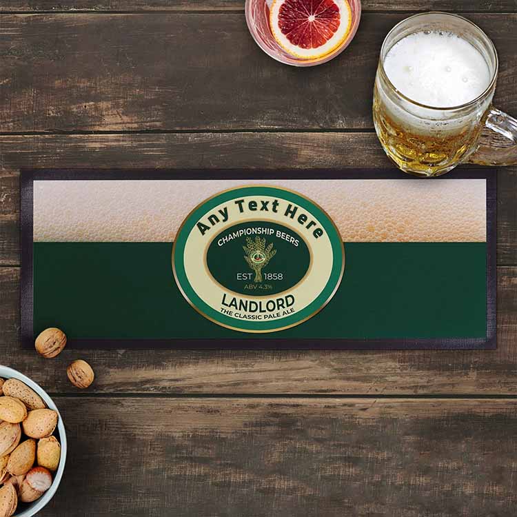 Customized Printed Logo Coffee Whiskey Drinks Use Bartender TPR Beer Mat Counter Table Fabric Rubber Bar Runner Mat