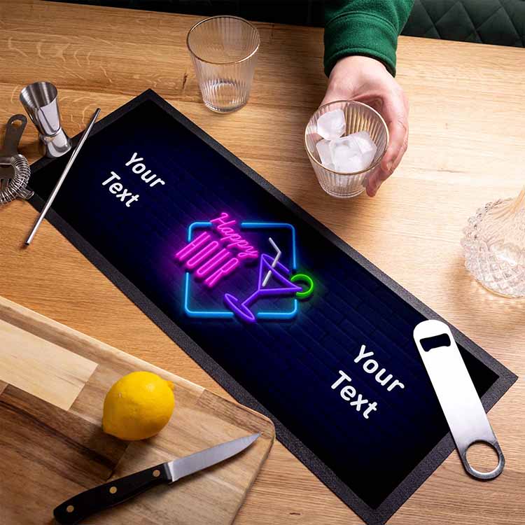 Customized Table Top Rubber Drinking Gin Bar Drying Runner Mat Non Slip Sublimation Cocktail Bartender Pub Beer Mats