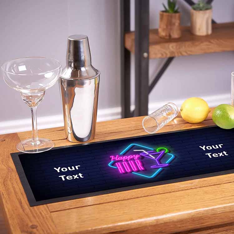 Customized Table Top Rubber Drinking Gin Bar Drying Runner Mat Non Slip Sublimation Cocktail Bartender Pub Beer Mats
