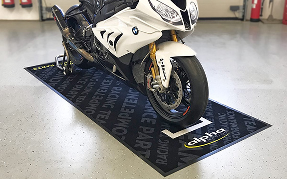 Customized floor runner protection motorbike mat with printed logo design