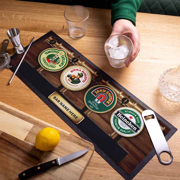 Funny Drink Beer Gifts Personalized Logo Printed Rubber Bar Runner Pub Beer Mat Heat Transfer Tpr Rubber Bar Mat