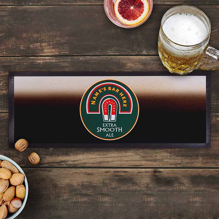 High Quality Custom Logo Ultra Absorbent Hard Wearing Printed Pub Beer Bar Runner Mat with Non Slip Rubber Backing