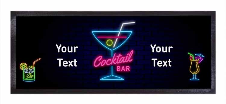 Home Bar Personalised Photo Printed Cocktail Pub Beer Mats Counter Top Rubber Bar Mat Imprinted Felt Bar Runner