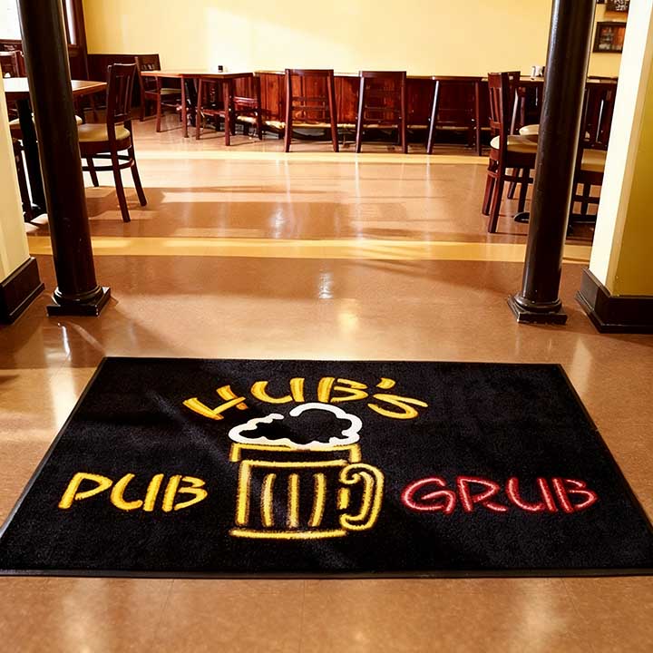 Hub's Pub Grub Drinking Bar Commercial Custom Printed Entrance Logo Carpet Rug Anti-slip Rubber Door Floor Mat