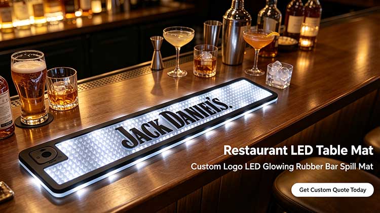 Restaurant LED Table Mat Custom Logo | Waterproof Wholesale For Cafe & Bistro
