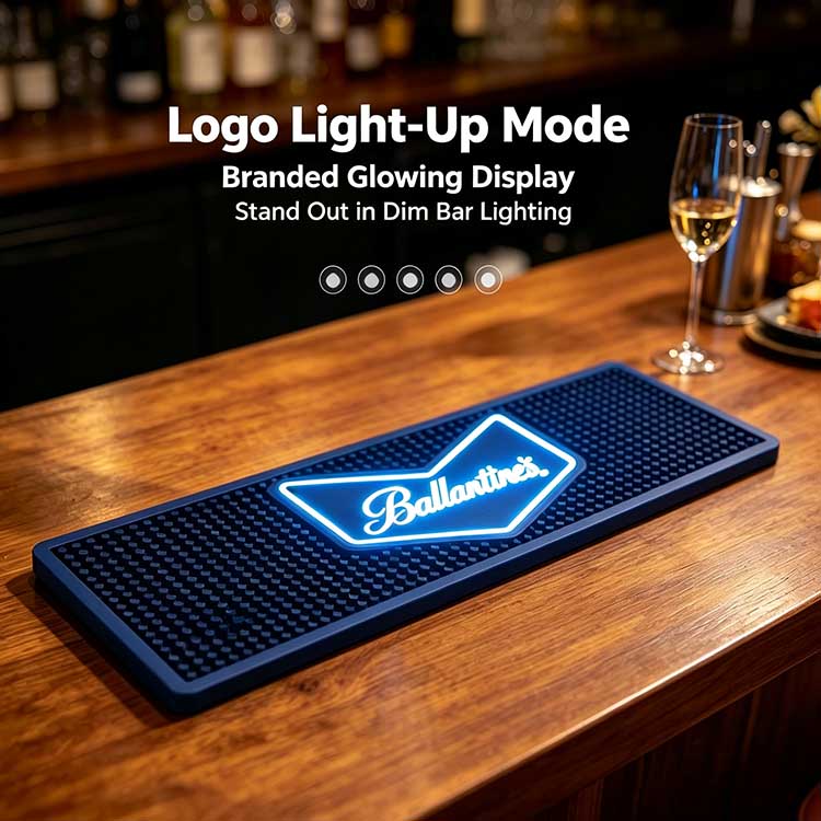 Custom Luminous Bar Mat Ballantine’s Light-Up Logo Waterproof Wholesale For Bar Promotions