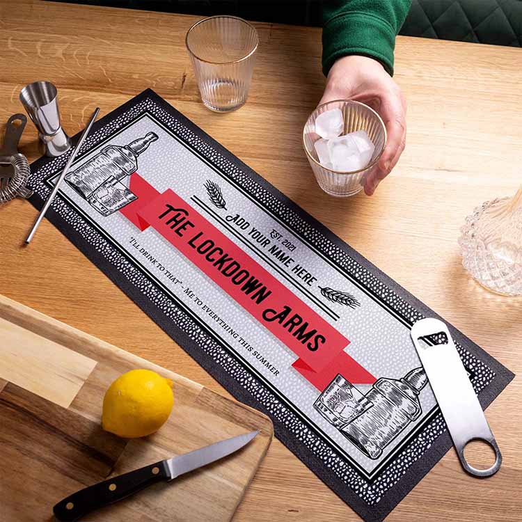 Promotional Brandy Wine Bar Counter Mats Pub Beer Mats Personalised Knitted Polyester Fabric Rubber Bar Runners
