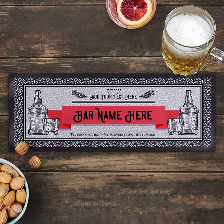Promotional Brandy Wine Bar Counter Mats Pub Beer Mats Personalised Knitted Polyester Fabric Rubber Bar Runners