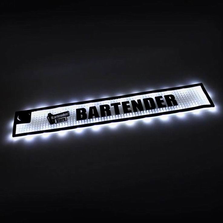 Waterproof Led Bar Mats Bar Runner Rubber PVC Beer Mat Custom Pub Mats Barmat Personalised Glow In Dark Bar Mat