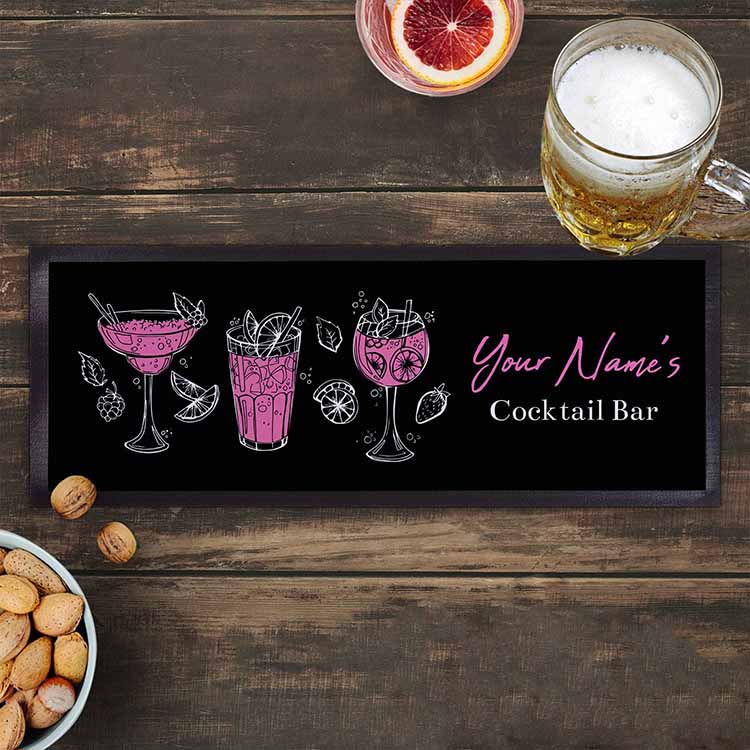 Wine Decanters Gifts & Accessories Personalised Cocktail Pub Beer Mats Collectable Home Bar Runners Rubber Bar Matt