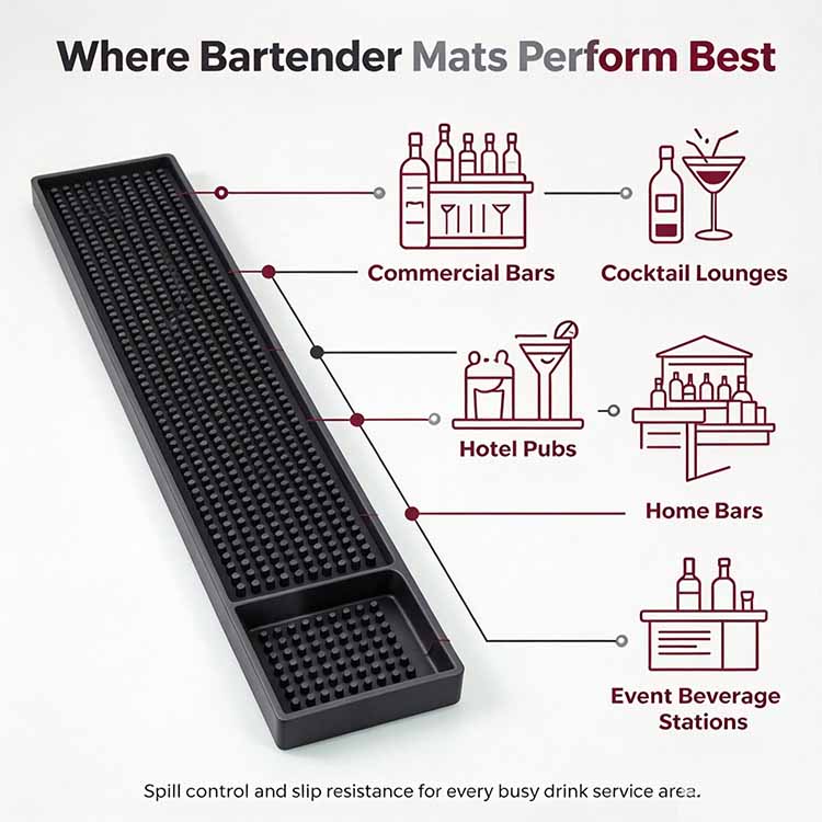 Bartender Mat - Spill Control for Commercial Bars, Cocktail Lounges, and Home Bars.