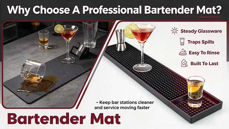 Bartender Mat - Professional vs Standard Bar Mat Comparison for Spill Control.