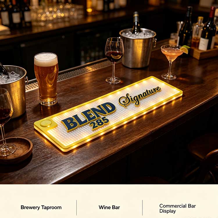 BLEND 285 Custom LED Bar Runner multi commercial scene wine bar taproom nightclub display