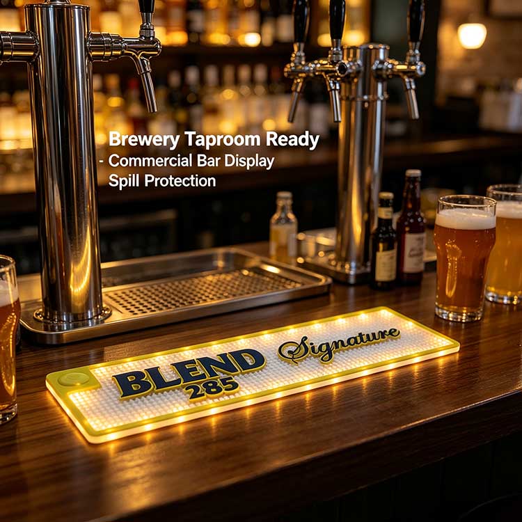 Custom Glow Bar Runner BLEND 285 LED mat for brewery taproom commercial bar counter