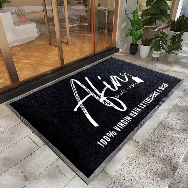 Atina Hair Extensions & Wigs Entrance Printed Rubber Floor Carpet Rug Anti Slip Custom Door Mats For Business