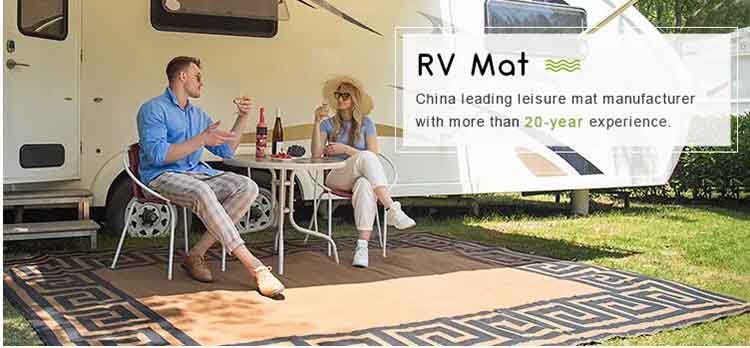 Personalized 8x20ft Camper Mat Reversible Plastic Straw Patio Rug RV Camping Mat Outdoor Rug With Logo For Travel Trailer RV, Campervans