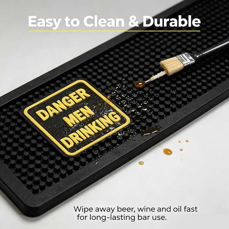 Easy to clean extra large bar mat with oil resistant surface for daily bar service