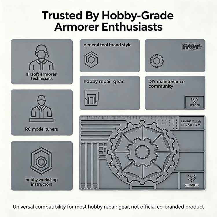 Airsoft mat trusted by hobby-grade armorers and technicians.