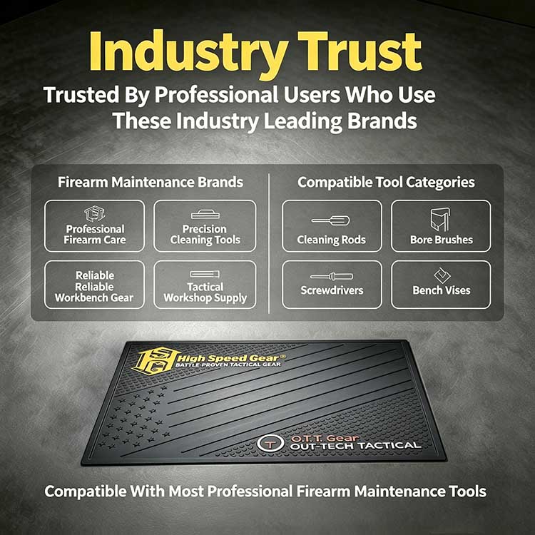 Heavy duty gun cleaning mat compatible with all standard professional gun maintenance tools