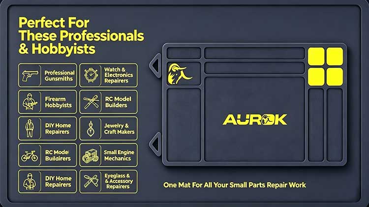 Gun Mats compartment rubber work mat ideal for gunsmiths, firearm hobbyists and small-part repair enthusiasts