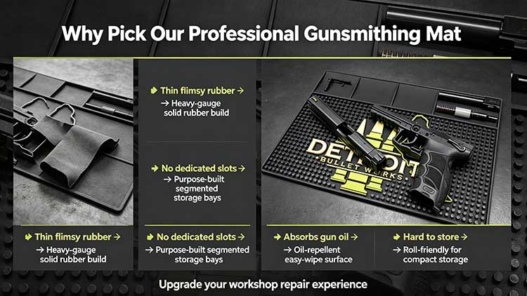 Comparison of heavy-duty gunsmithing mat versus cheap smooth pads.