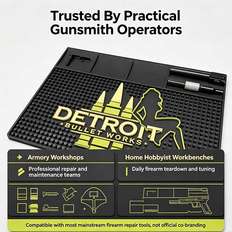Gunsmithing mat trusted by practical gunsmith operators worldwide.