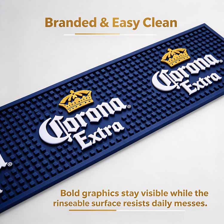 Bar Runner Mat - Branded and Easy Clean Surface for Pubs and Bars.