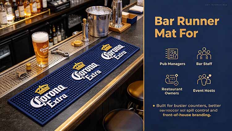 Bar Runner Mat for Pub Managers, Bar Staff, Restaurant Owners, and Event Hosts.