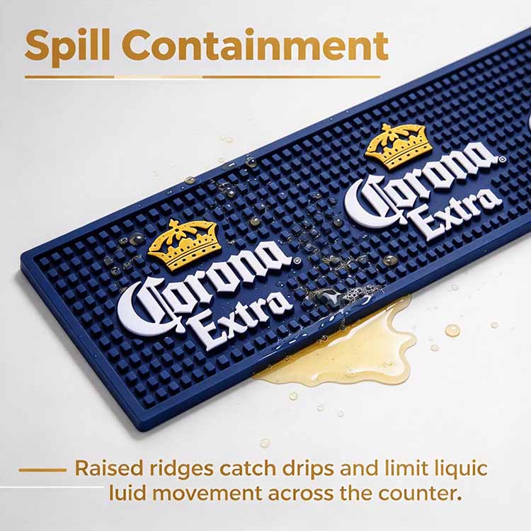 Bar Runner Mat - Spill Containment with Raised Ridges for Bars and Pubs.