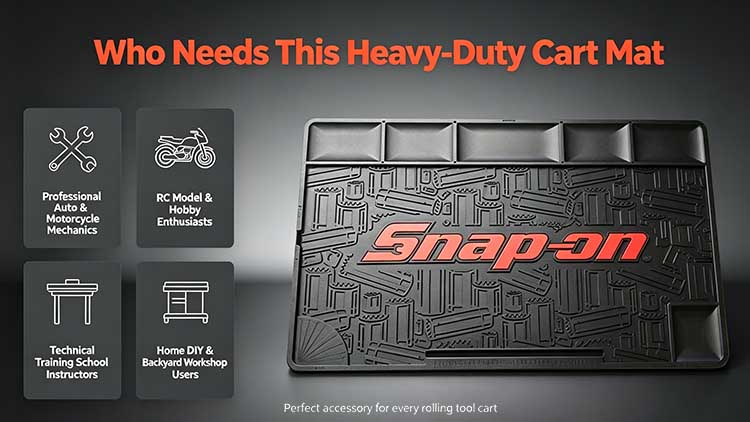 Heavy-duty cart mat for professional mechanics and RC enthusiasts in US garages.