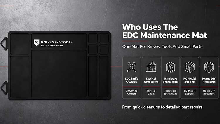 EDC maintenance mat for knife owners tactical users and DIY repairers.