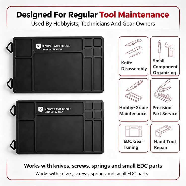 EDC maintenance mat trusted by hobbyists and technicians for gear care.