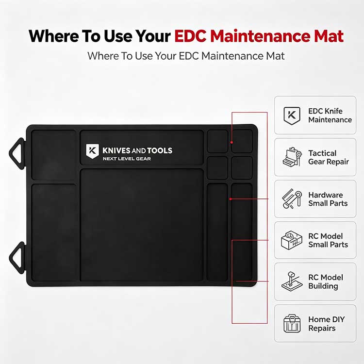Multi-scenario EDC maintenance mat for knife care tactical repair and DIY.