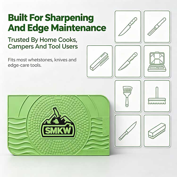 Knife sharpening mat trusted by home cooks, campers, and tool users.
