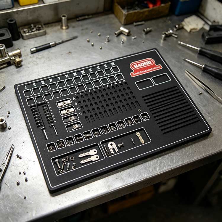 Lock rekey tray with built-in pin measurement scale for quick pin length checks.