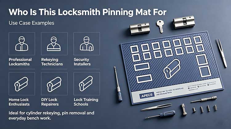 Locksmith pinning mat designed for pro locksmiths and DIY repairers